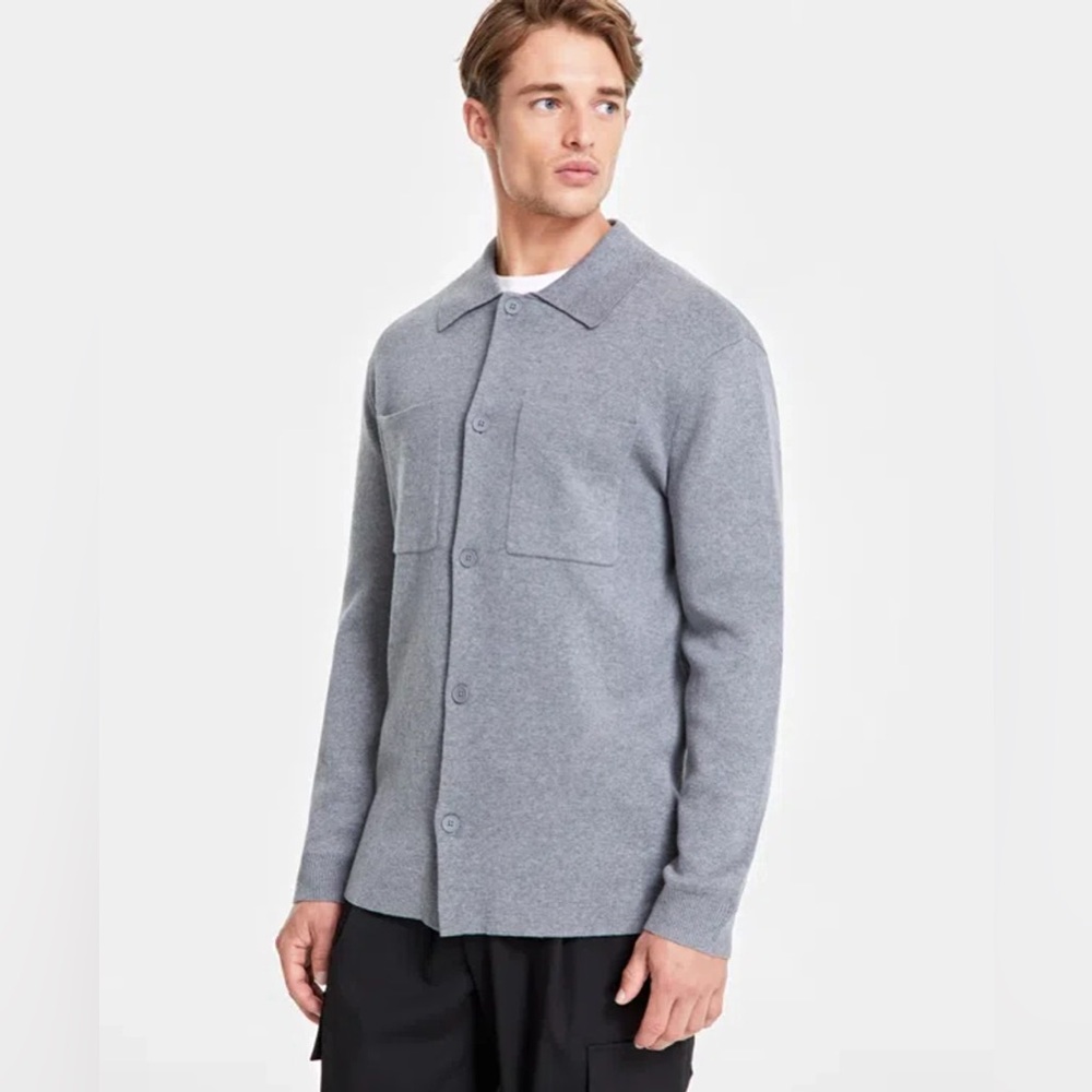 Alfani Men's Milano Shirt Jacket- Grey- Size Medium